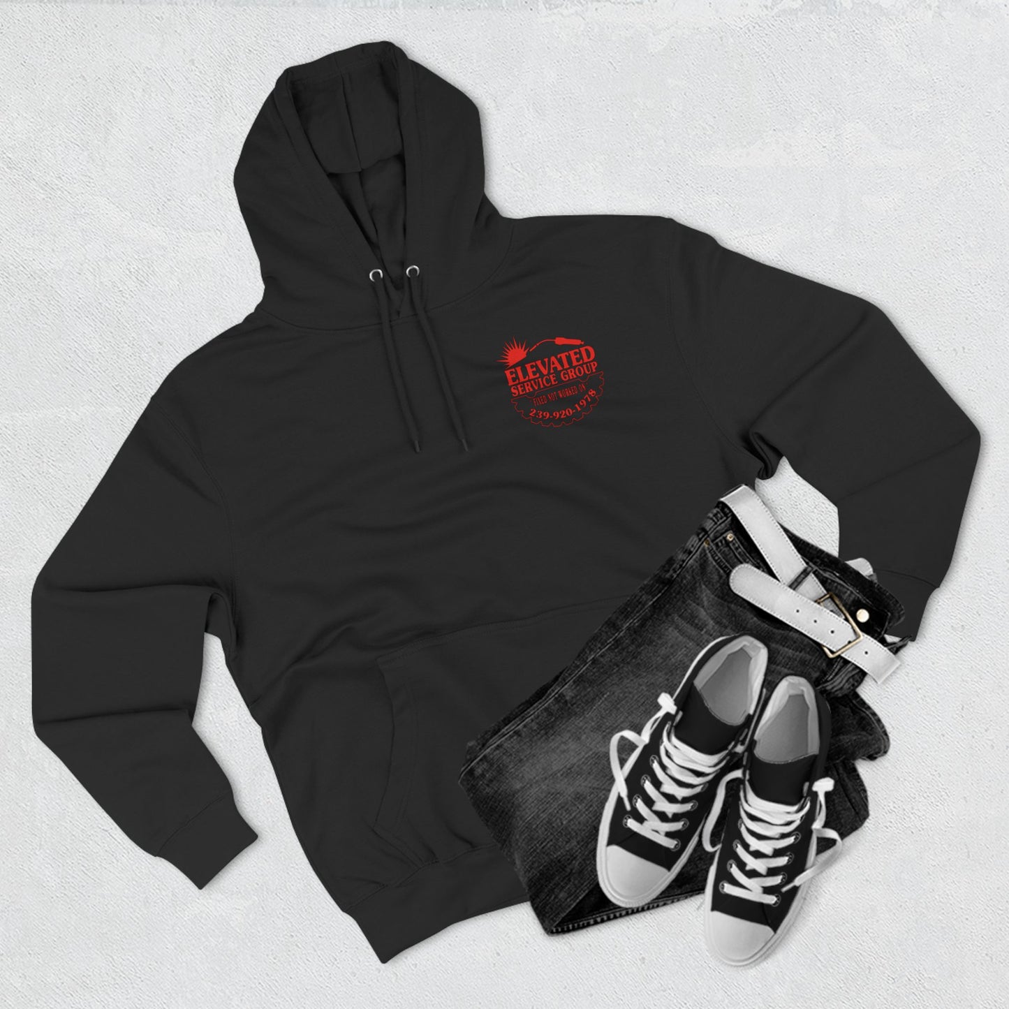Elevated Service Group Logo Hoodie — Black Fleece Workwear